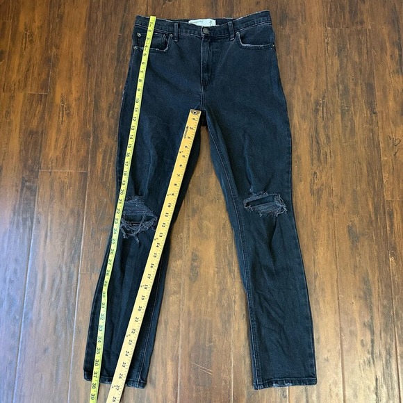 ABERCROMBIE & FITCH Distressed High-Waisted Skinny Jeans Washed Black - Picture 10 of 11